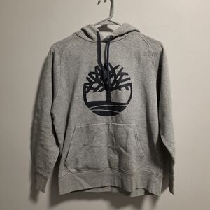 Timberland Gray Hoodie with Navy Logo